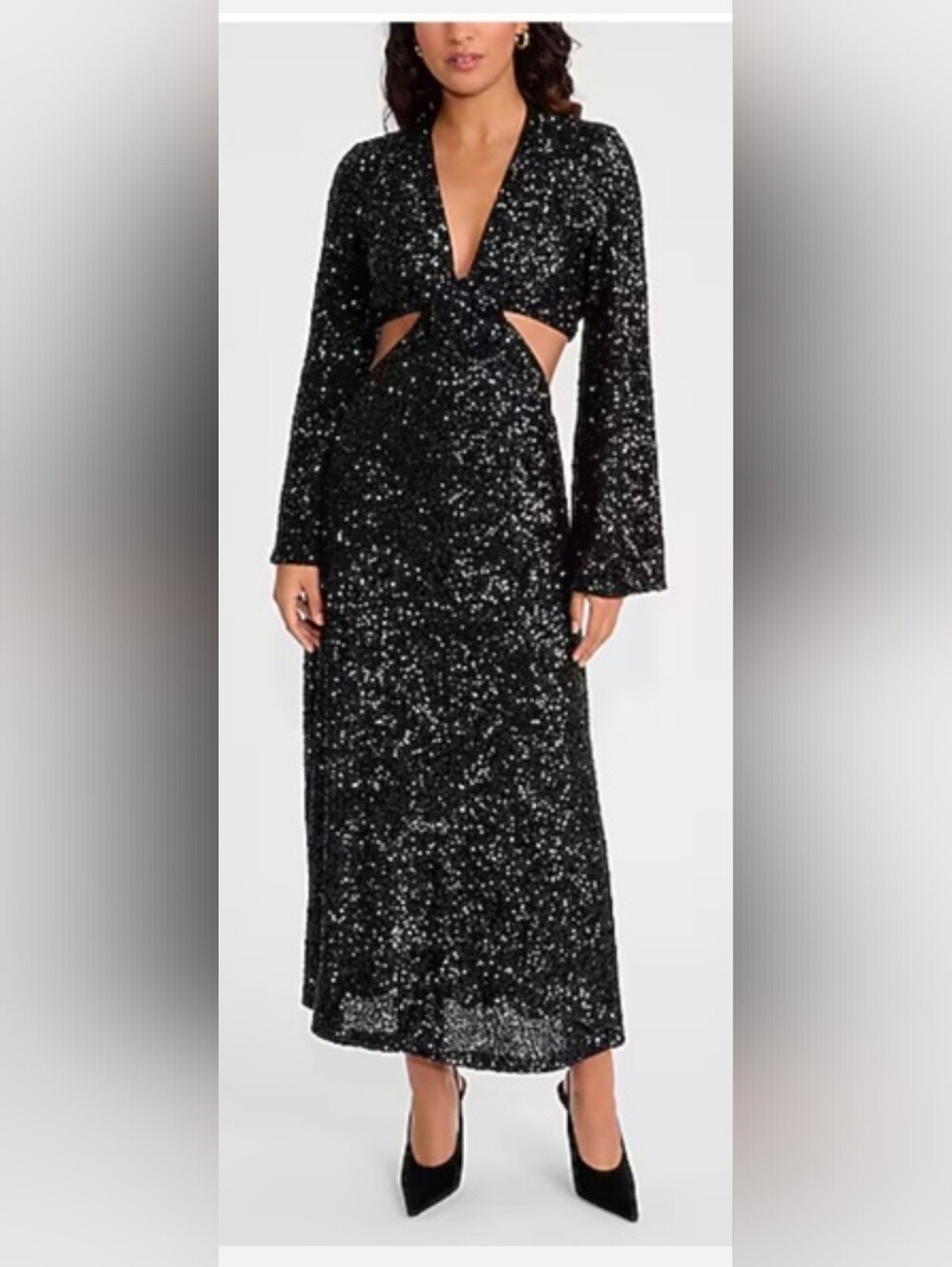 NWT!Sequin Express Party Cutout Women's Summer Formal Midi Cocktail LBD Dress XS